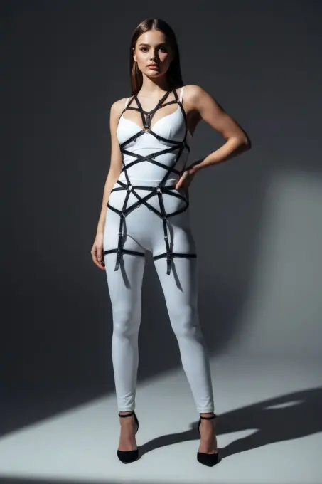 Siyah Body Harness Deri Çoklu İpli Vücut Aksesuarı - APFT348 - 4