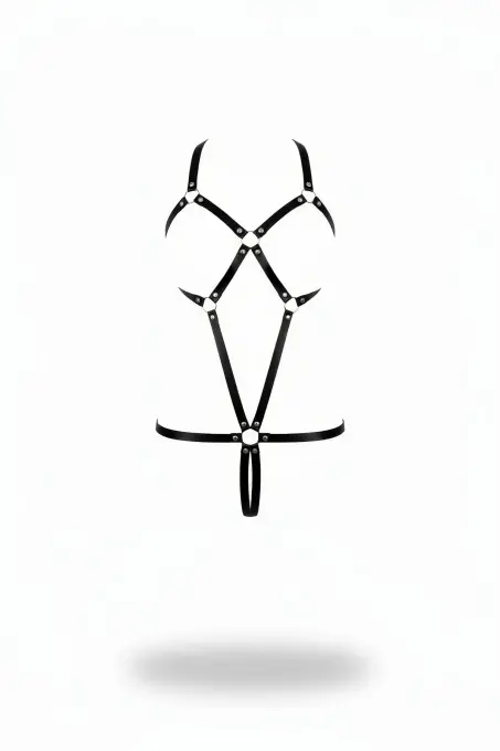 Siyah Body Harness Metal Halkalı Çapraz Vücut Kuşamı - APFT240 - 1