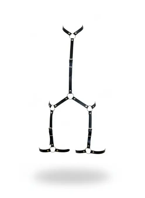 Siyah Body Harness Suni Deri Ayarlanabilir Bacak Detaylı - APFT234 - 1