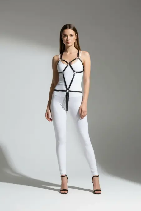 Siyah Body Harness Suni Deri Metal Halka Detaylı - APFT240 - 2