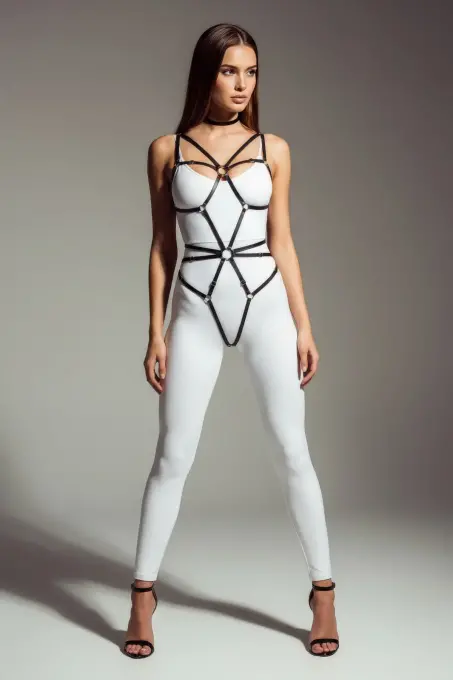 Siyah Body Harness Suni Deri O Halka Detaylı - APFT338 - 4