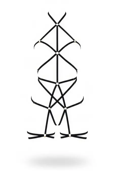 Siyah Body Harness Tam Vücut Çapraz Bant Detaylı - APFT341 - 1