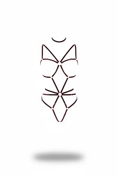 Bordo Body Harness Tam Vücut Halka Detaylı - APFT338 - 1