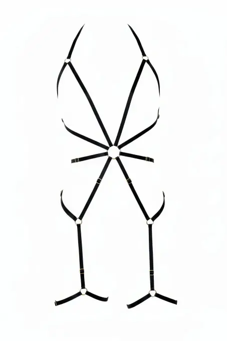 Siyah Body Harness Tam Vücut Metal Halka Detaylı - APFT360 - 1