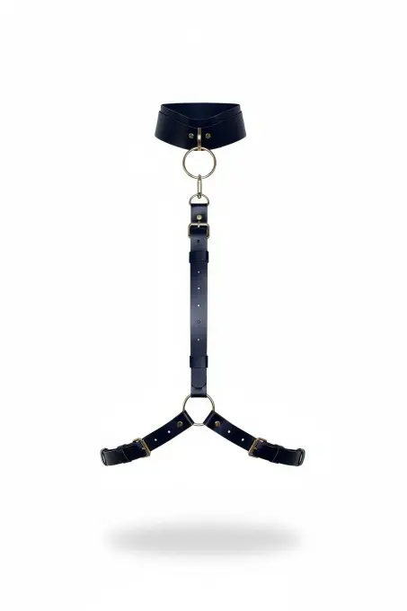 Siyah Choker Deri O Halka Detaylı Vücut Harness - APFT420 - 1