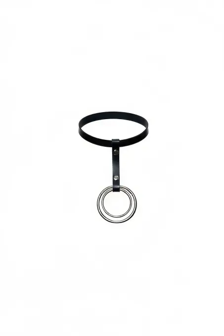 Siyah Choker Kalın Deri Halka Detaylı - APFT414 - 1