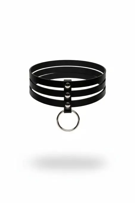 Siyah Choker Üç Katmanlı Metal Halka Detaylı - APFT777 - 1