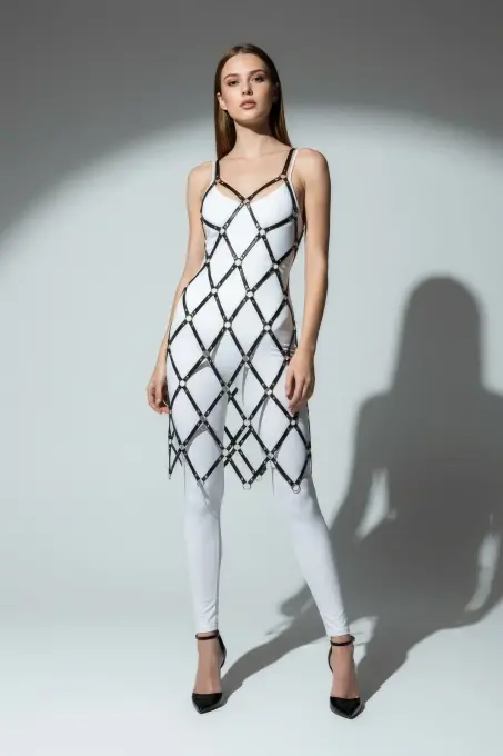 Siyah Etek Baklava Desenli Halka Detaylı Etek Deri - APFT844 - Angels Passion (1)