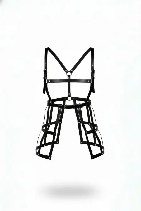 Siyah Etek Deri Kafes Yapılı Metal Detaylı Etek - APFT981 - 1