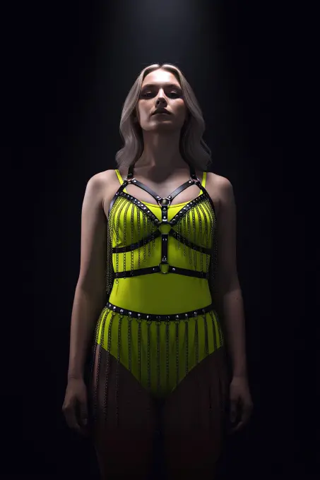 Siyah Etek Deri Kemerli Uzun Zincir Detaylı Etek - APFT496 - 7