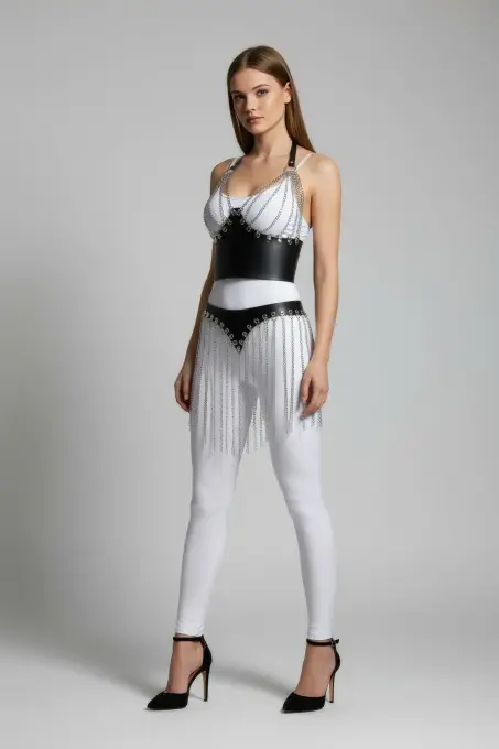 Siyah Etek Deri Korse Tipi Zincir Saçaklı - APFT994 - Angels Passion (1)