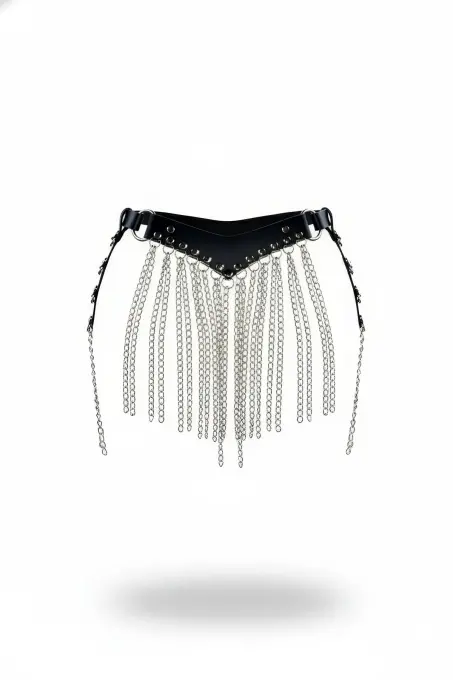 Siyah Etek Zincir Detaylı Etek Suni Deri Etek Mini Etek - APFT301 - 1