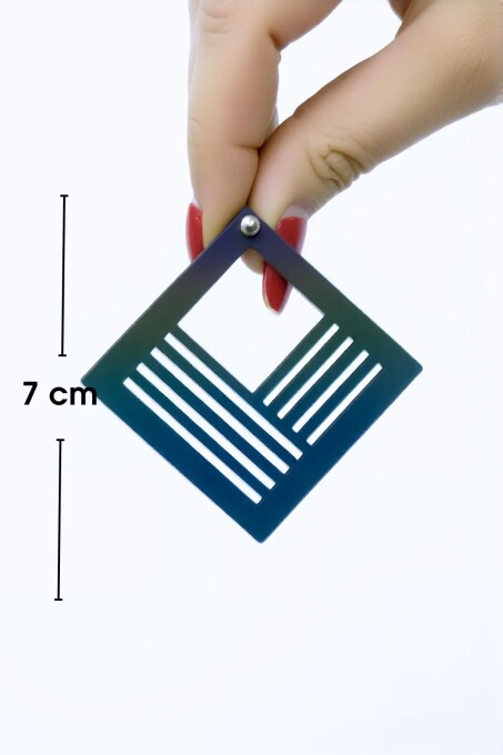 Siyah Geometrik Kare Küpe, Şık Lazer Kesim Deri Küpe - APBJ010 - 2