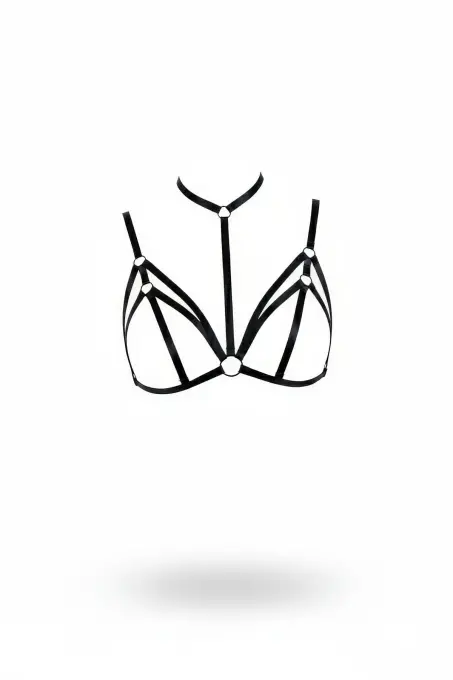 Siyah Göğüs Harness Boyunluklu Halkalı Çapraz Bant Detayı - APFT103 - 1