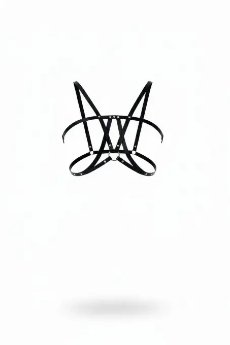 Siyah Göğüs Harness Çapraz Bağlamalı Metal Halka Detaylı - APFT236 - 1