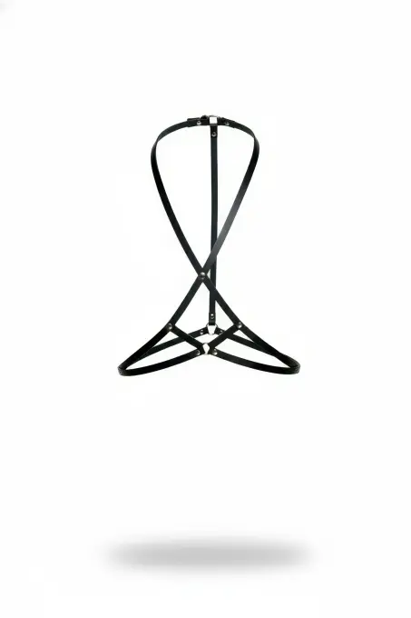 Siyah Göğüs Harness Deri Ayarlanabilir Metal Detaylı Vücut Aksesuarı - APFT183 - 1