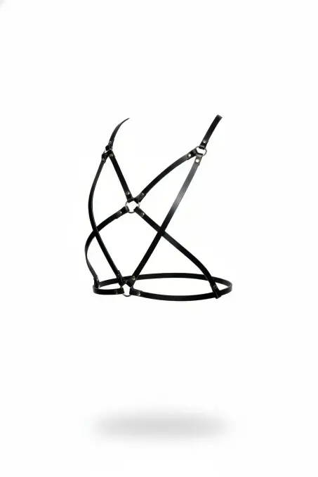 Siyah Göğüs Harness Deri Ayarlanabilir Metal Halkalı - APFT181 - 1