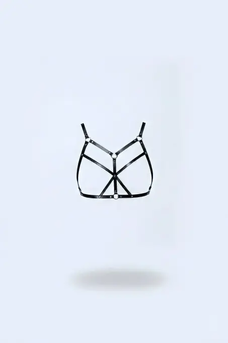 Siyah Göğüs Harness Suni Deri Çapraz Bağlamalı - APFT265 - 1