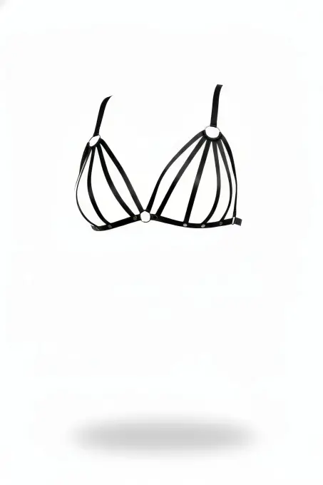 Siyah Göğüs Harness Suni Deri Halka Detaylı - APFT553 - 1