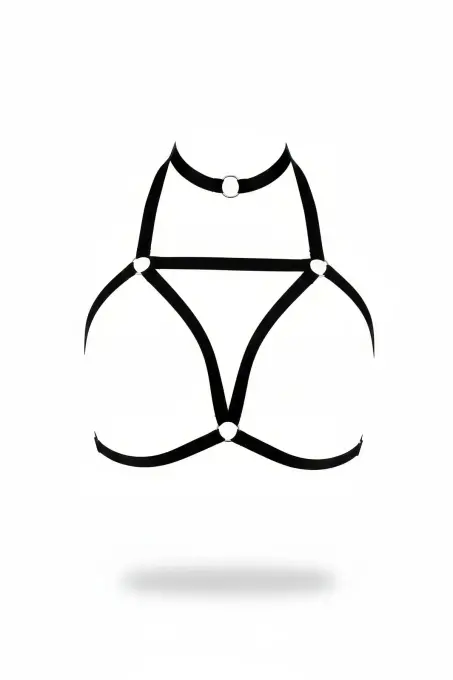 Siyah Göğüs Harness Yüksek Yaka O Halka Detaylı - APFT67 - 1