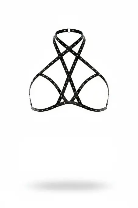 Siyah Göğüs Harness Zımba Detaylı Çapraz Deri - APFT501 - 1