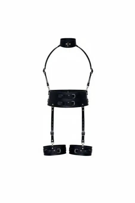 Siyah Harness Takım Geniş Bel Boyunluk Detaylı - APFT1031 - 1