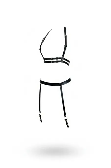 Siyah Harness Takım Suni Deri Ayarlanabilir Jartiyerli - APFT232 - 1