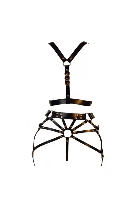 Siyah Harness Takım Suni Deri Omuz Ve Bel Detaylı - APFT1193 - 1