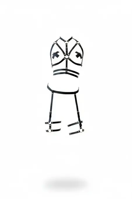 Siyah Harness Takım Vücut Ve Bacak Detaylı Ayarlanabilir Deri - APFT455 - 1