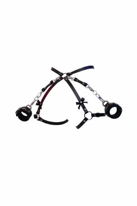 Siyah Harness Takım Zincir Detaylı Bilek Kelepçeli - APFT275 - 1