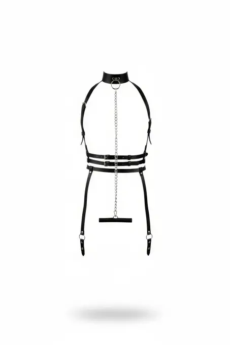 Siyah Harness Takım Zincir Detaylı Boyunluklu - APFT233 - 1