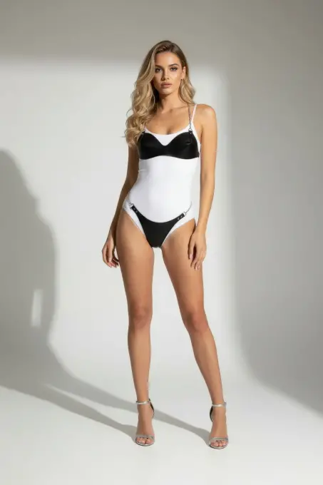 Siyah Harness Takım Zincir Detaylı Suni Deri Bralet - APFT1169 - Angels Passion (1)