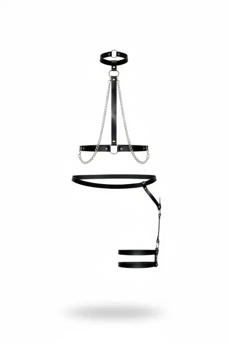 Siyah Harness Takım Zincir Detaylı Yaka Ve Vücut Aksesuarı - APFT713 - 1