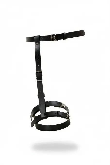 Siyah Jartiyer Harness Deri Tek Bacak Ayarlanabilir Tokalı - APFT957 - 1