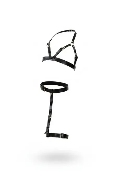 Siyah Jartiyer Harness Deri Tokalı Vücut Jartiyeri - APFT863 - 1