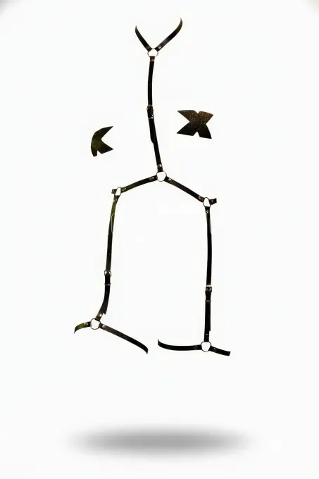 Siyah Jartiyer Harness Deri Vücut Bağlantılı Ayarlanabilir - APFT317 - 1