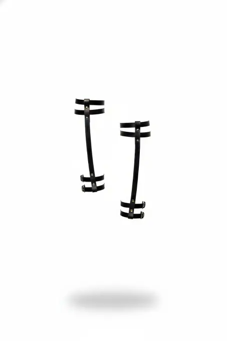 Siyah Jartiyer Harness Suni Deri Tokalı Bacak Bağlama - APFT593 - 1