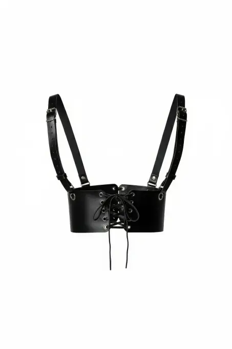 Siyah Kadın Kemer Bağcık Detaylı Geniş Korse Kemer - APFT822 - 1