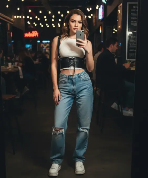 Siyah Kadın Kemer Bağlamalı Geniş Korse Bel Aksesuarı - APFT1429 - Angels Passion (1)