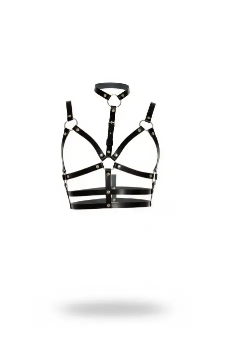 Siyah Kadın Kemer Boyunluklu Metal Detaylı Vücut Aksesuarı - APFT154 - 1