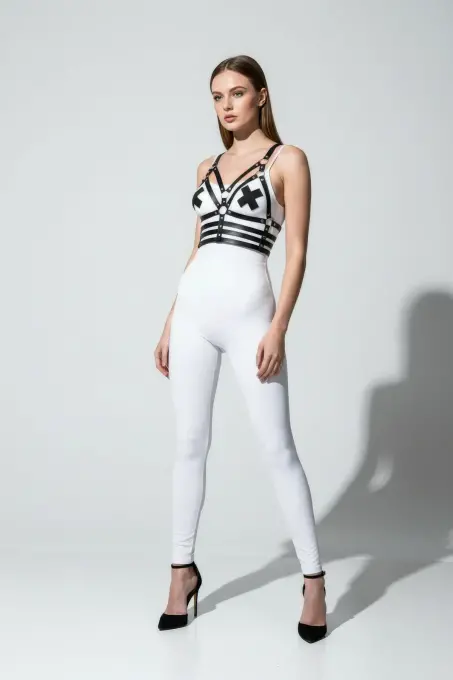 Siyah Kadın Kemer Çapraz Detaylı Çoklu Bant - APFT511 - 4