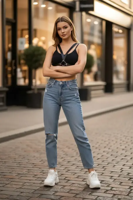 Siyah Kadın Kemer Çapraz Omuz O Halka Detaylı - APFT633 - 1