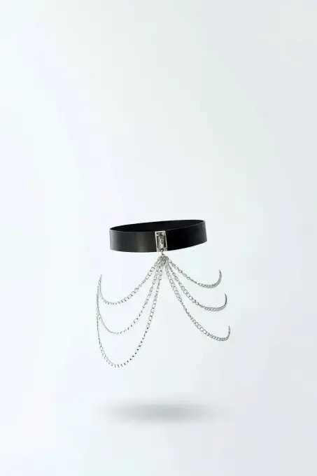 Siyah Kadın Kemer Çok Katlı Zincirli Suni Deri - APFT904 - 1