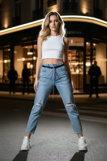 Siyah Kadın Kemer Çok Katmanlı Zincir Detaylı - APFT922 - Angels Passion (1)