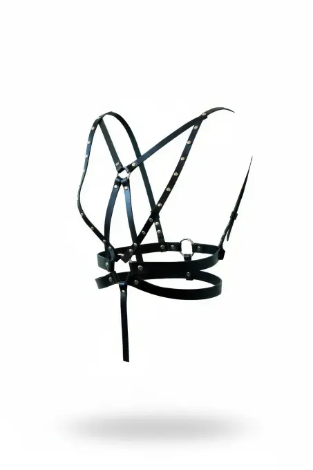 Siyah Kadın Kemer Çoklu Bantlı Deri Vücut Aksesuarı - APFT909 - 1