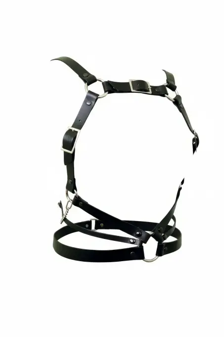 Siyah Kadın Kemer Çoklu Bantlı Metal Halka Detaylı Vücut Aksesuarı - APFT912 - 1