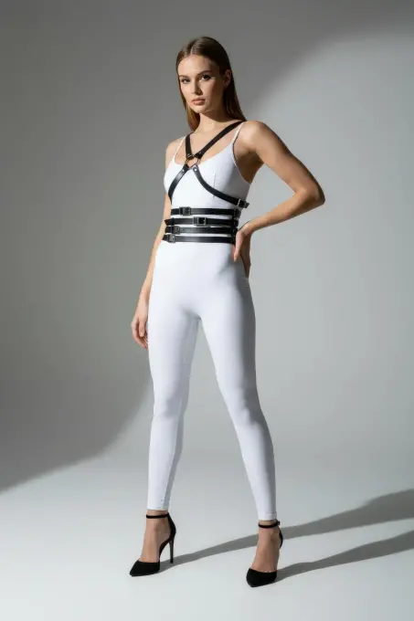 Siyah Kadın Kemer Çoklu Şeritli Bel Korsesi - APFT911 - 3