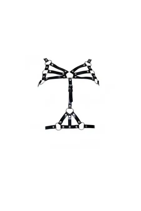 Siyah Kadın Kemer Çoklu Şeritli Metal Halkalı Vücut Aksesuarı - APFT1053 - 1