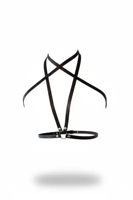 Siyah Kadın Kemer Deri Çapraz Bantlı Vücut Aksesuarı - APFT15 - 1