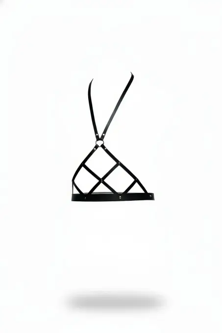 Siyah Kadın Kemer Deri Çapraz Şeritli Vücut Aksesuarı - APFT187 - 1